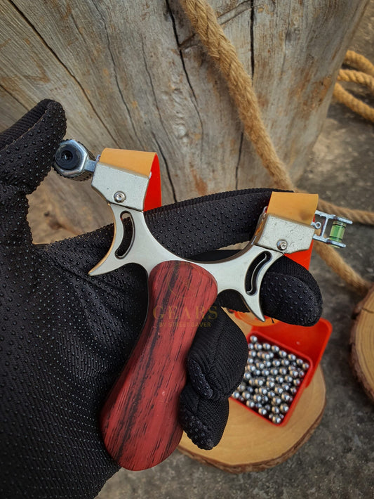 Brown handle professional slingshot